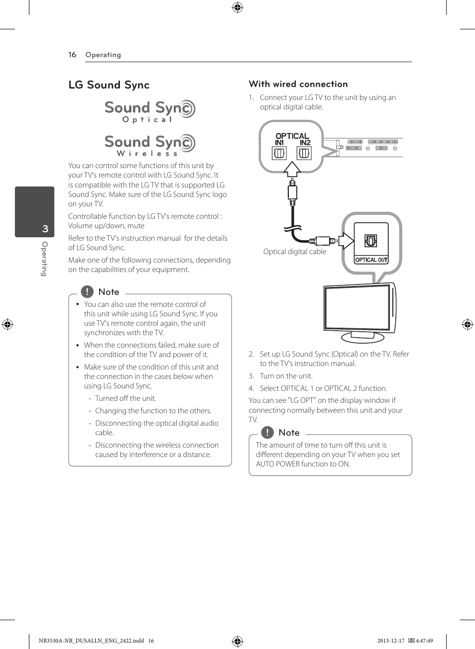 Lg sound sync | LG NBN36 User Manual | Page 16 / 24