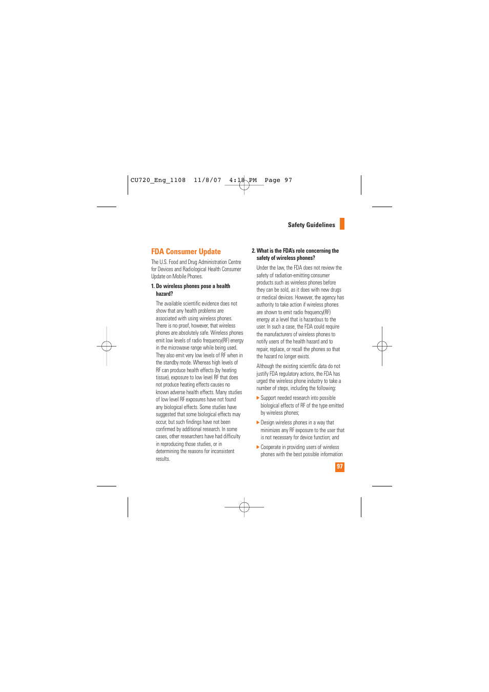 Fda consumer update | LG CU720 User Manual | Page 101 / 246