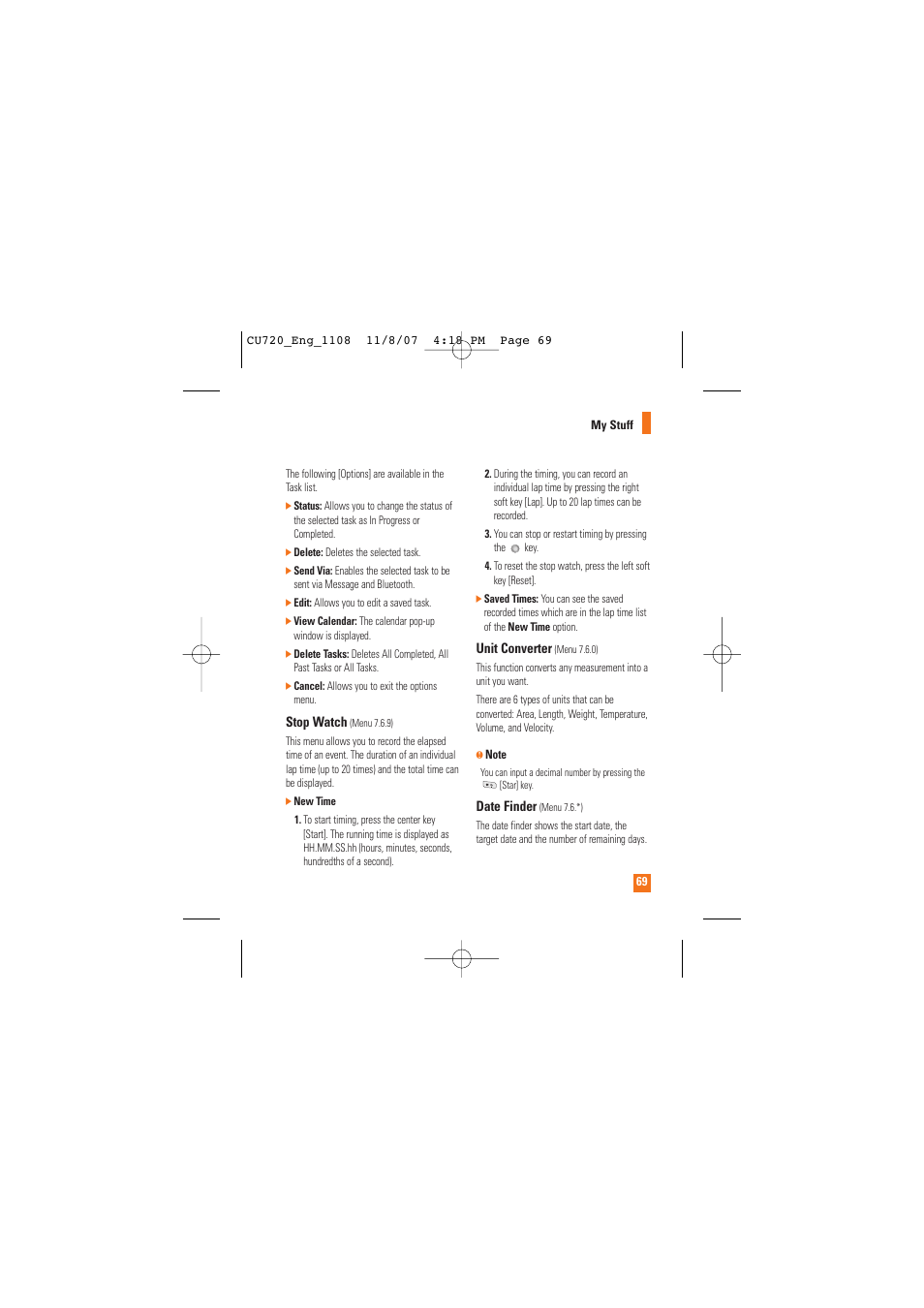 LG CU720 User Manual | Page 73 / 246