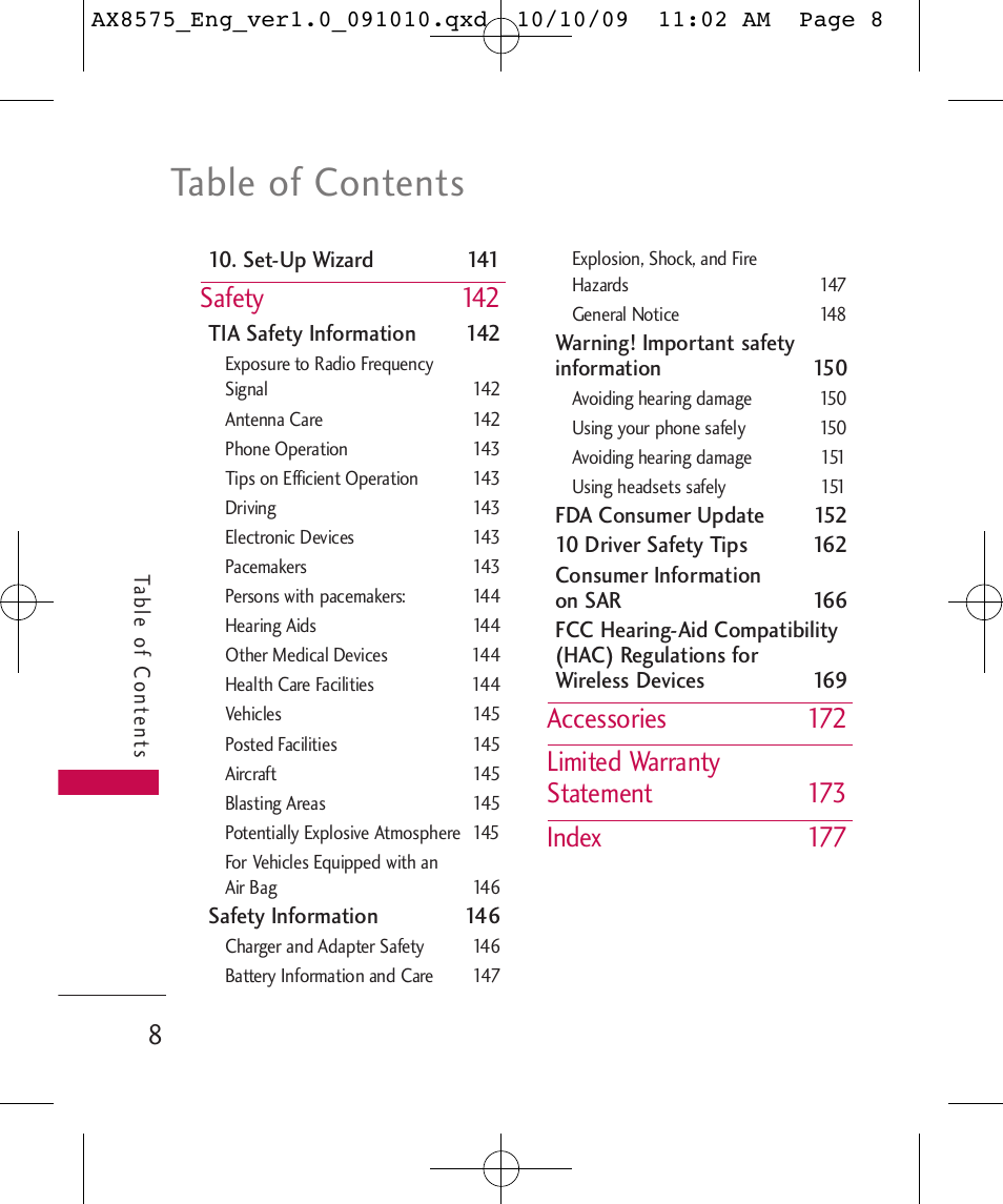 LG LGAX8575 User Manual | Page 10 / 381