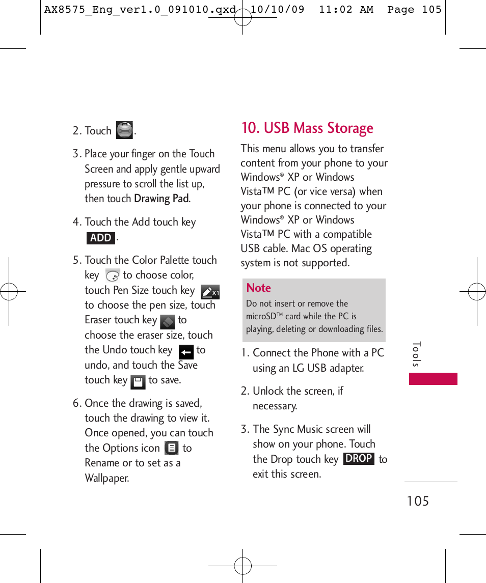 Usb mass storage | LG LGAX8575 User Manual | Page 107 / 381