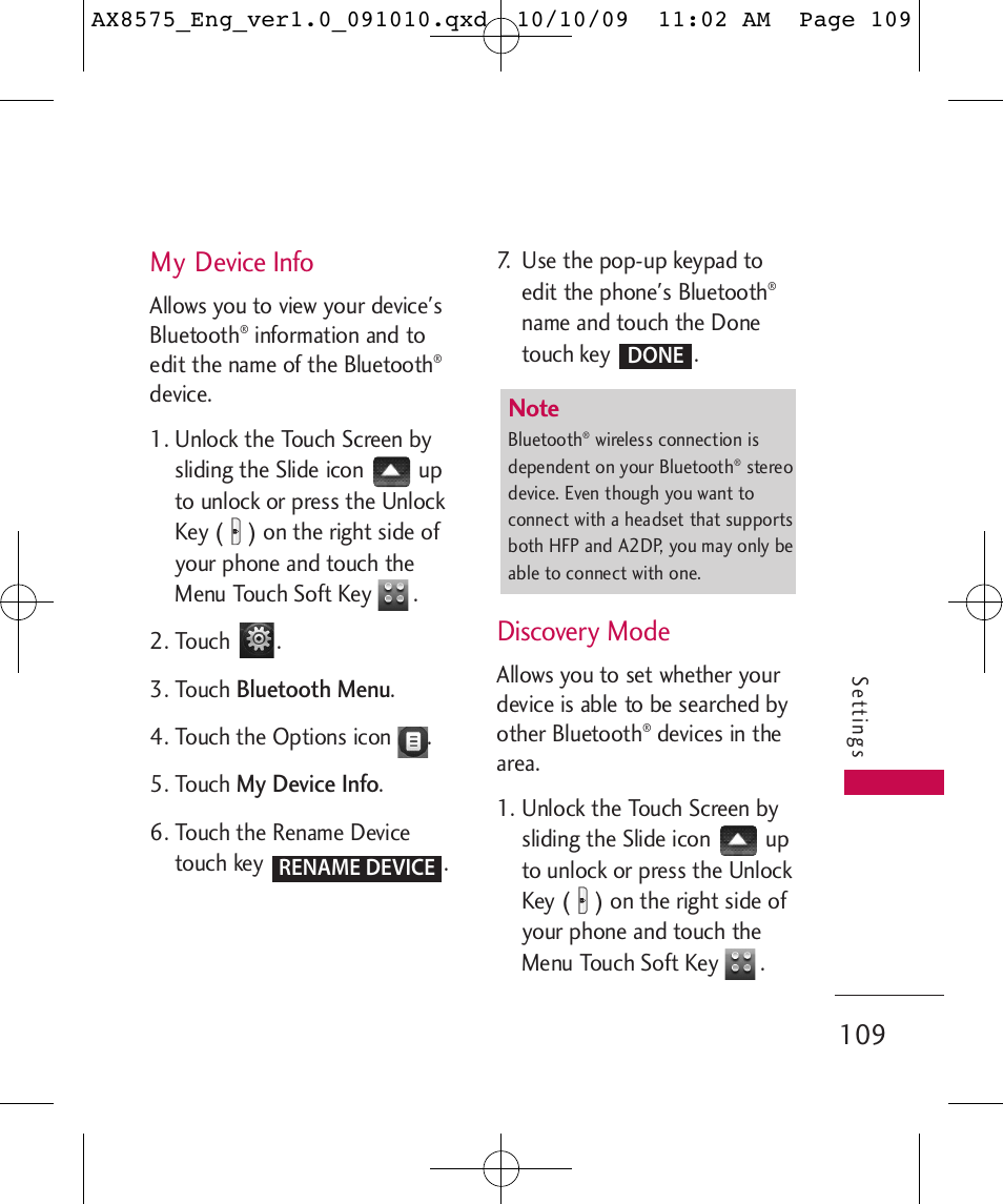 My device info, Discovery mode | LG LGAX8575 User Manual | Page 111 / 381