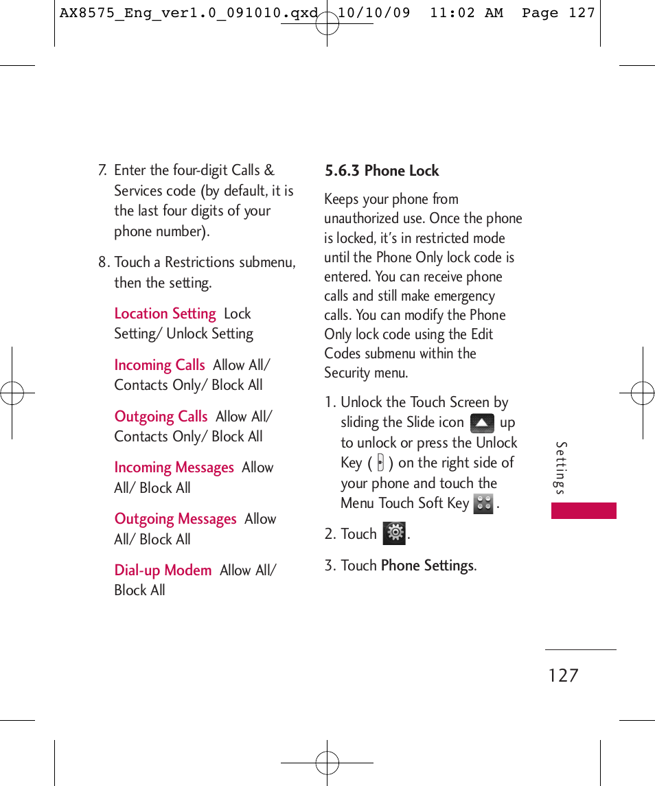 LG LGAX8575 User Manual | Page 129 / 381