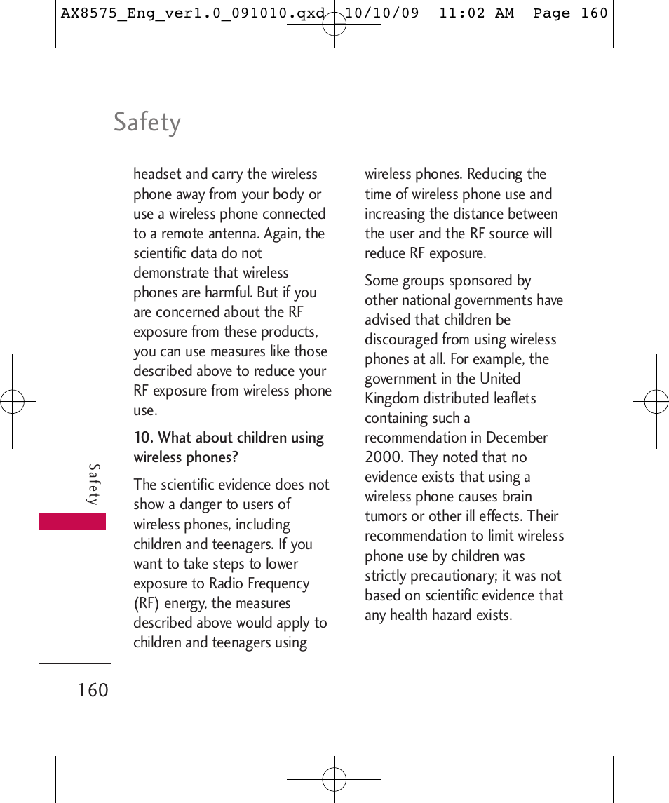 Safety | LG LGAX8575 User Manual | Page 162 / 381