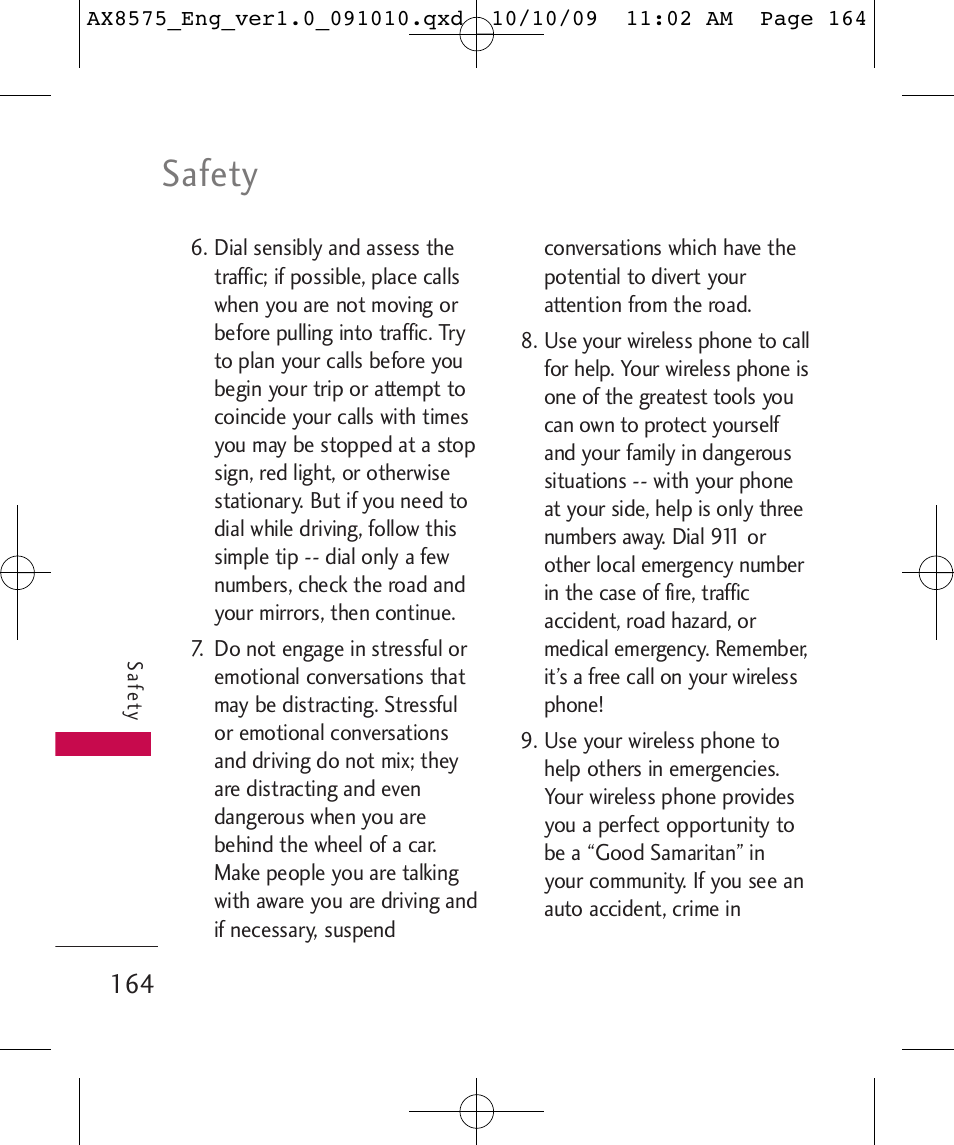 Safety | LG LGAX8575 User Manual | Page 166 / 381