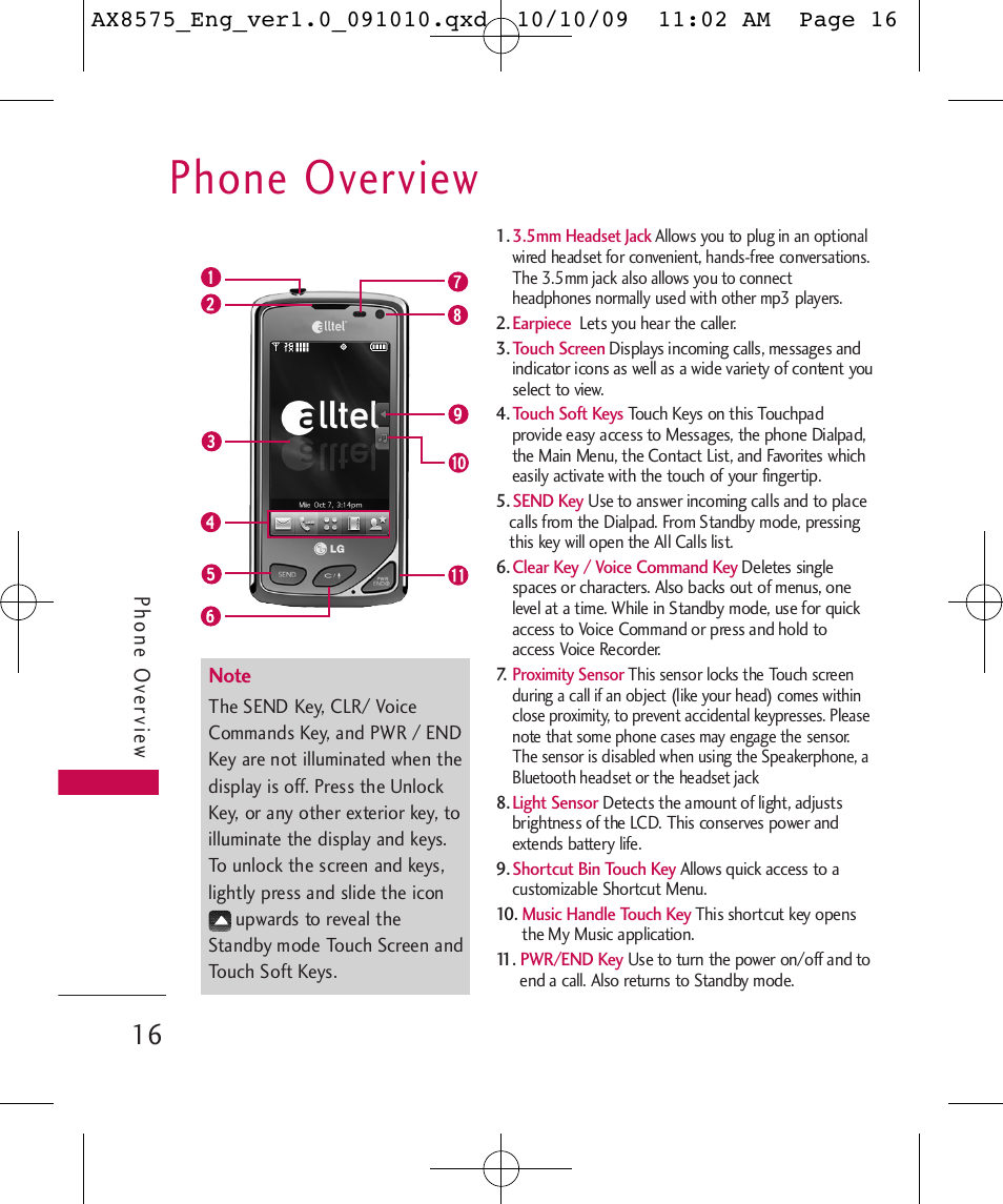 Phone overview | LG LGAX8575 User Manual | Page 18 / 381