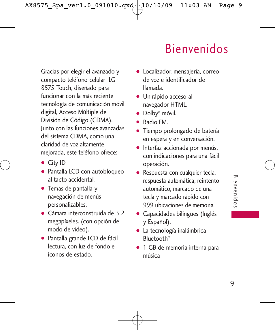 Bienvenidos | LG LGAX8575 User Manual | Page 193 / 381