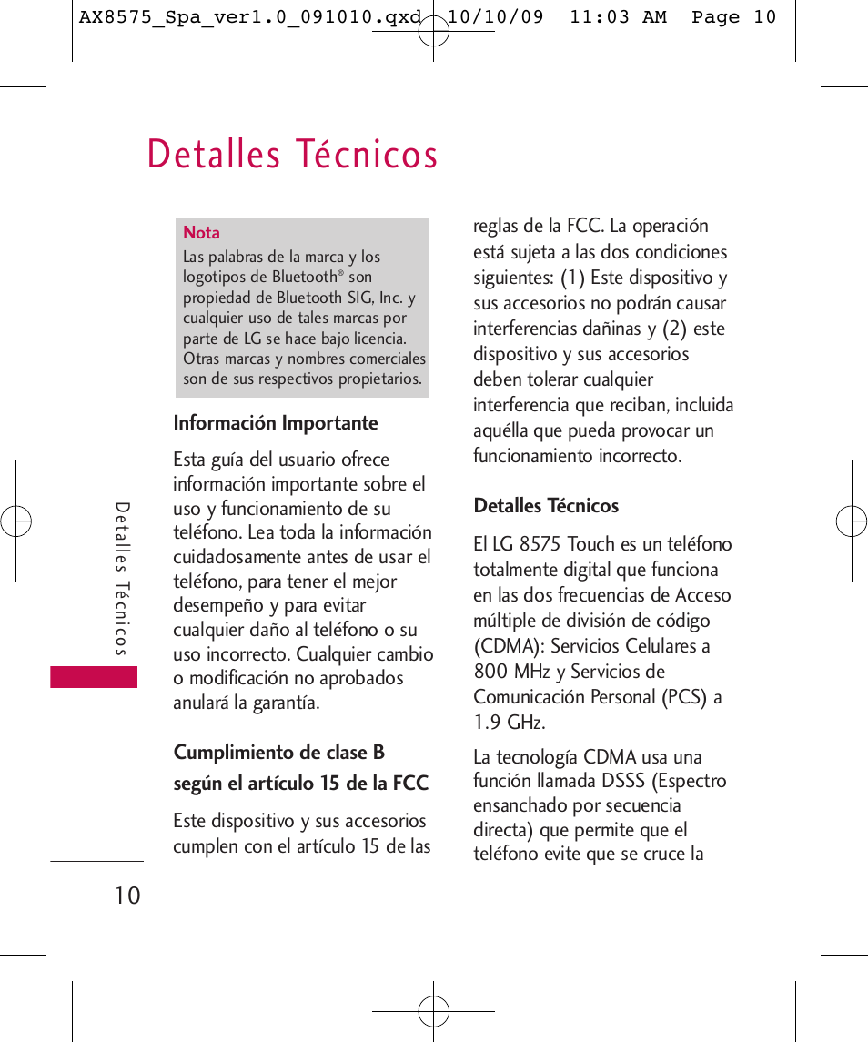 Detalles técnicos | LG LGAX8575 User Manual | Page 194 / 381