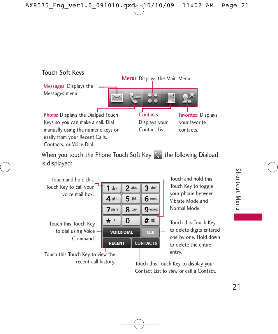 Touch soft keys | LG LGAX8575 User Manual | Page 23 / 381