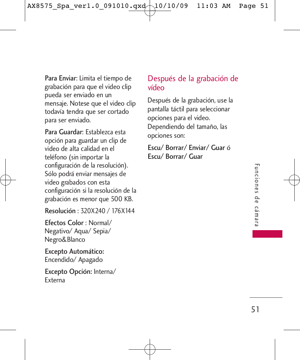 Después de la grabación de vídeo | LG LGAX8575 User Manual | Page 235 / 381