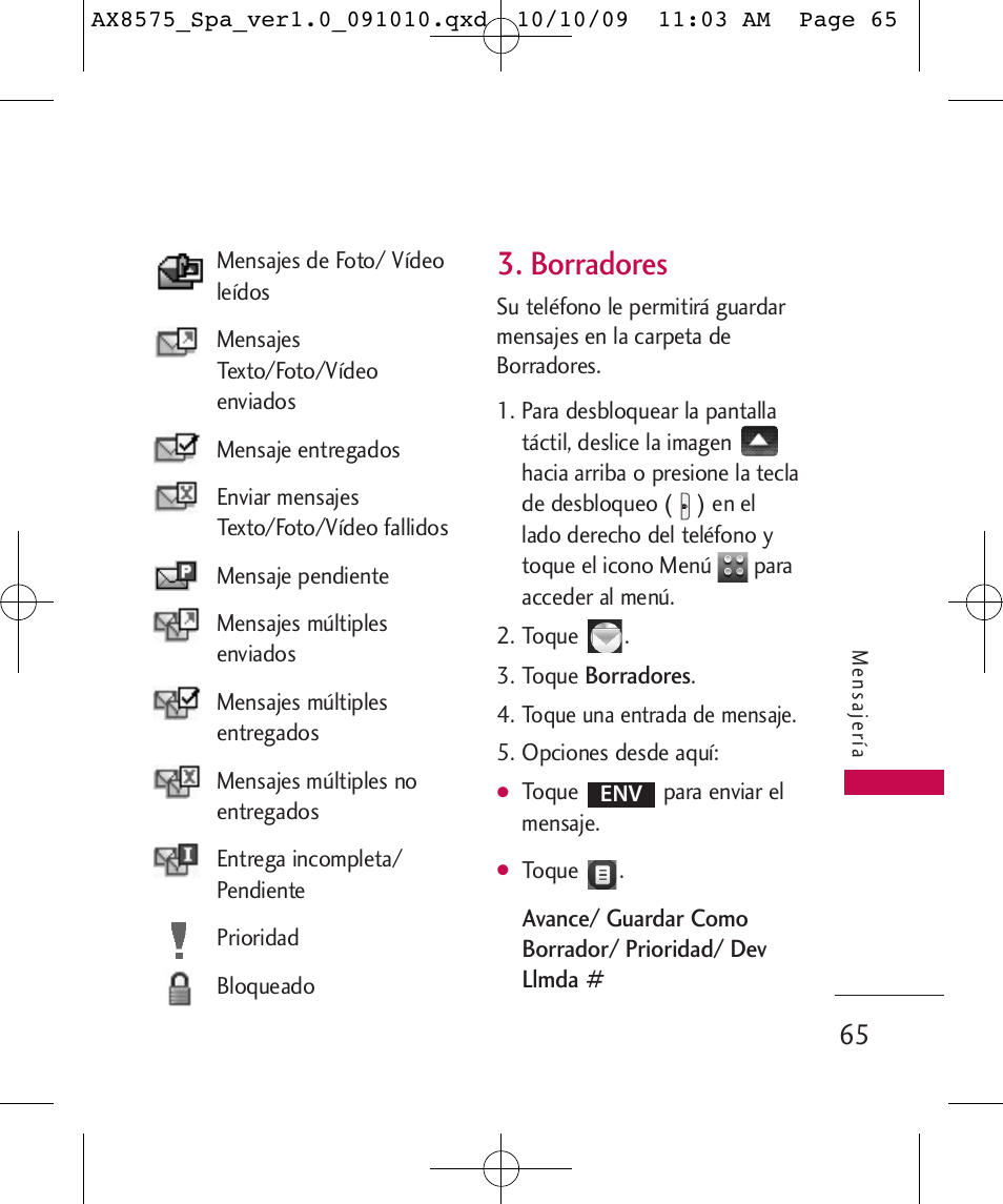 Borradores | LG LGAX8575 User Manual | Page 249 / 381