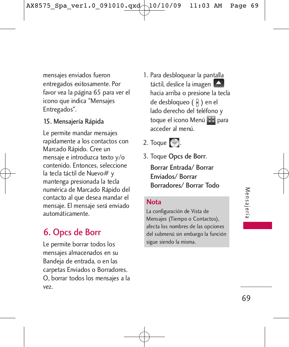 Opcs de borr | LG LGAX8575 User Manual | Page 253 / 381