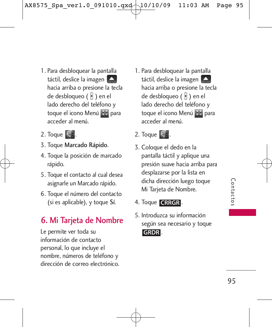 Mi tarjeta de nombre | LG LGAX8575 User Manual | Page 279 / 381