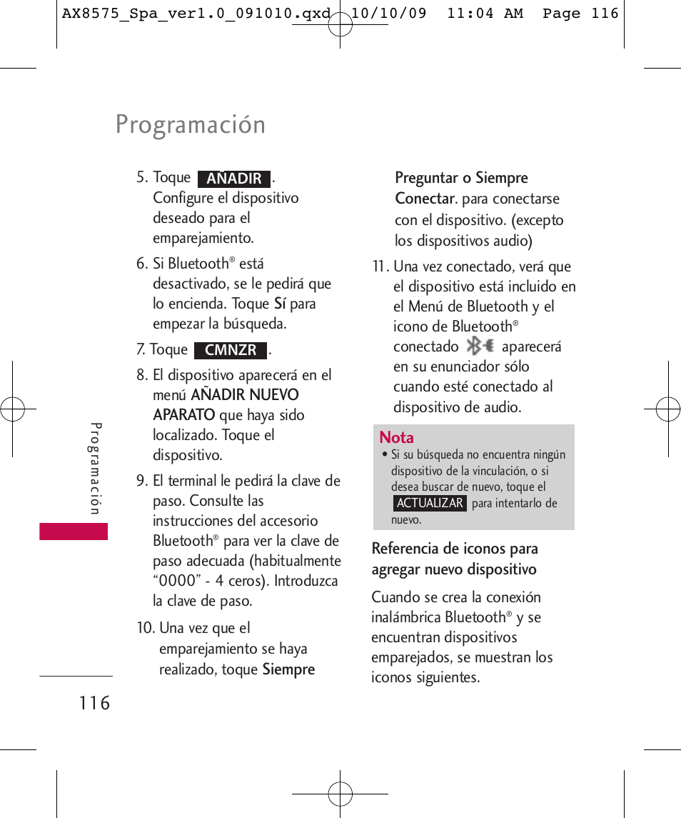 Programación | LG LGAX8575 User Manual | Page 300 / 381