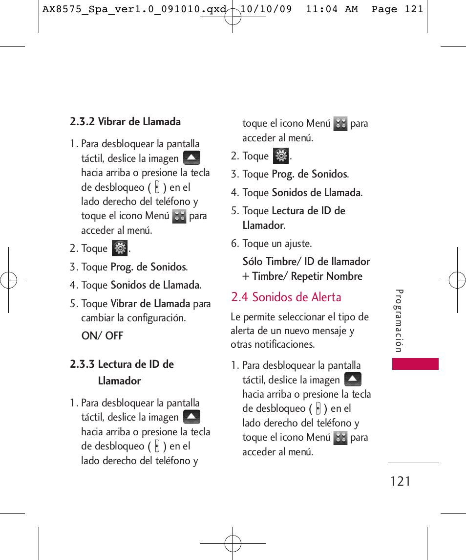 4 sonidos de alerta | LG LGAX8575 User Manual | Page 305 / 381