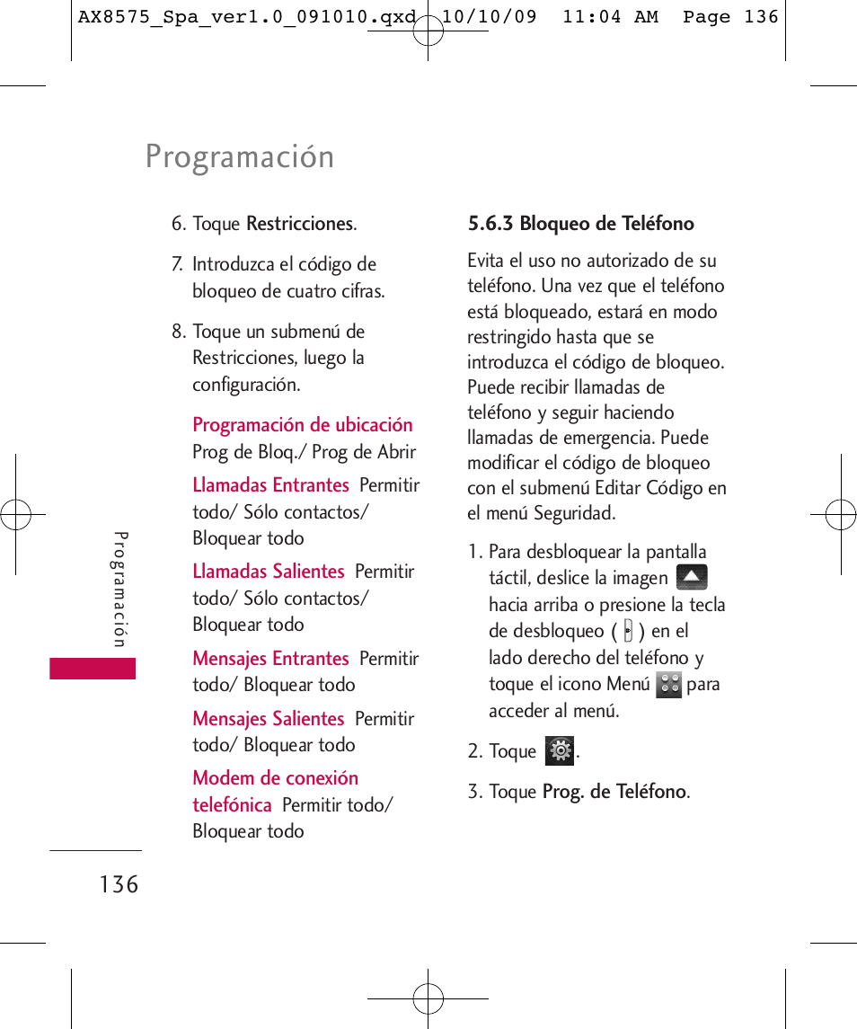 Programación | LG LGAX8575 User Manual | Page 320 / 381