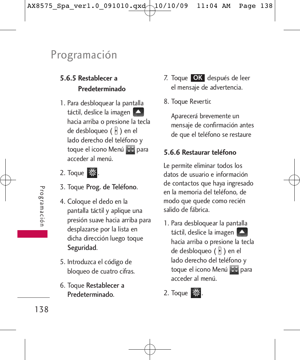 Programación | LG LGAX8575 User Manual | Page 322 / 381