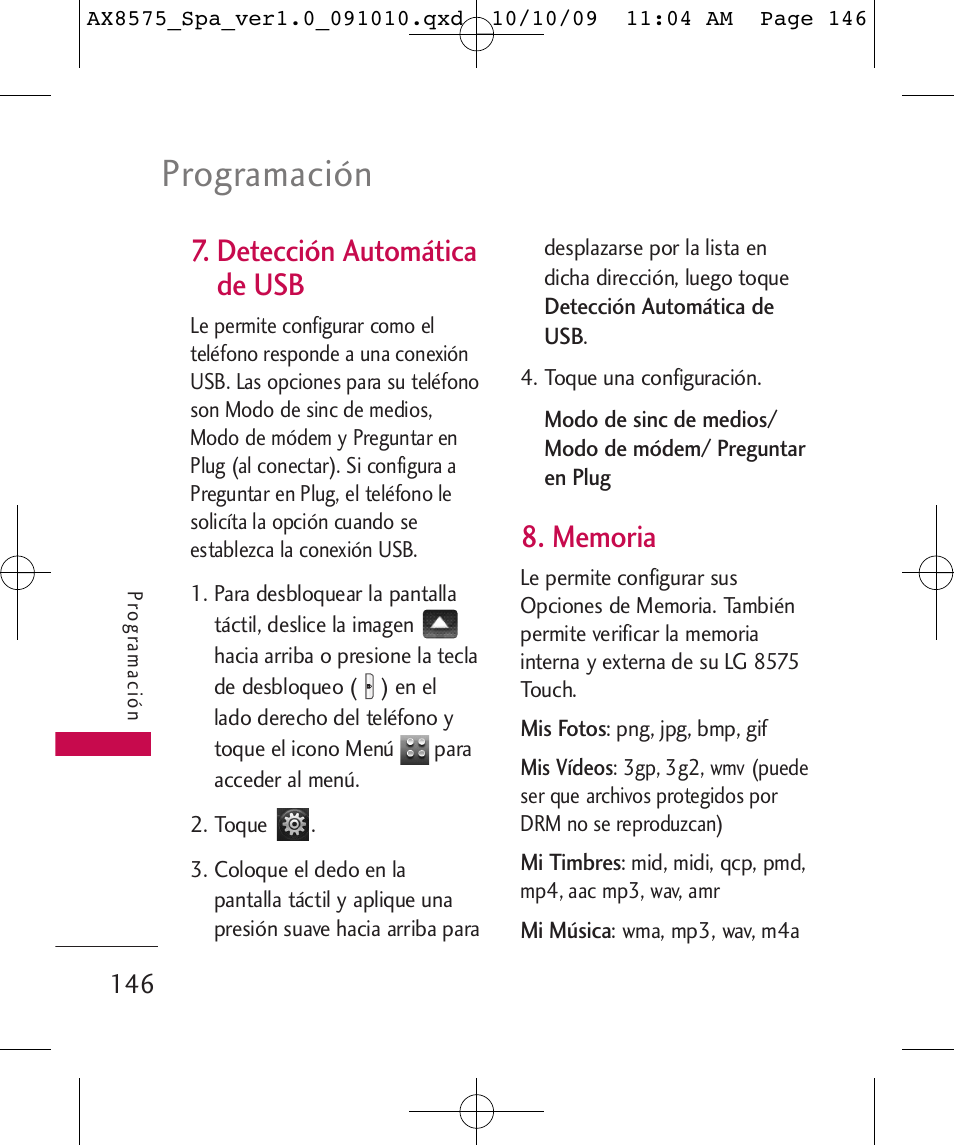 Programación, Detección automática de usb | LG LGAX8575 User Manual | Page 330 / 381