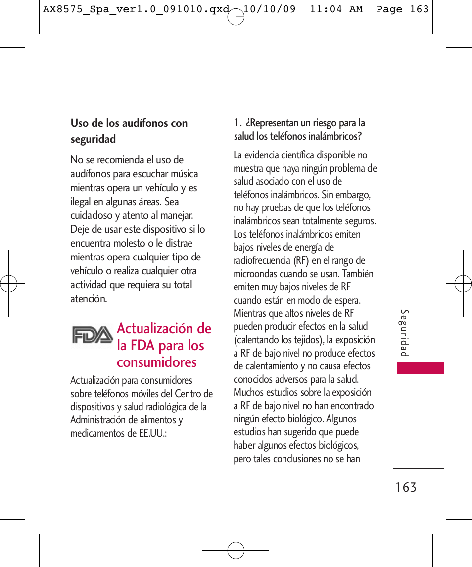 Actualización de la fda para los consumidores | LG LGAX8575 User Manual | Page 347 / 381