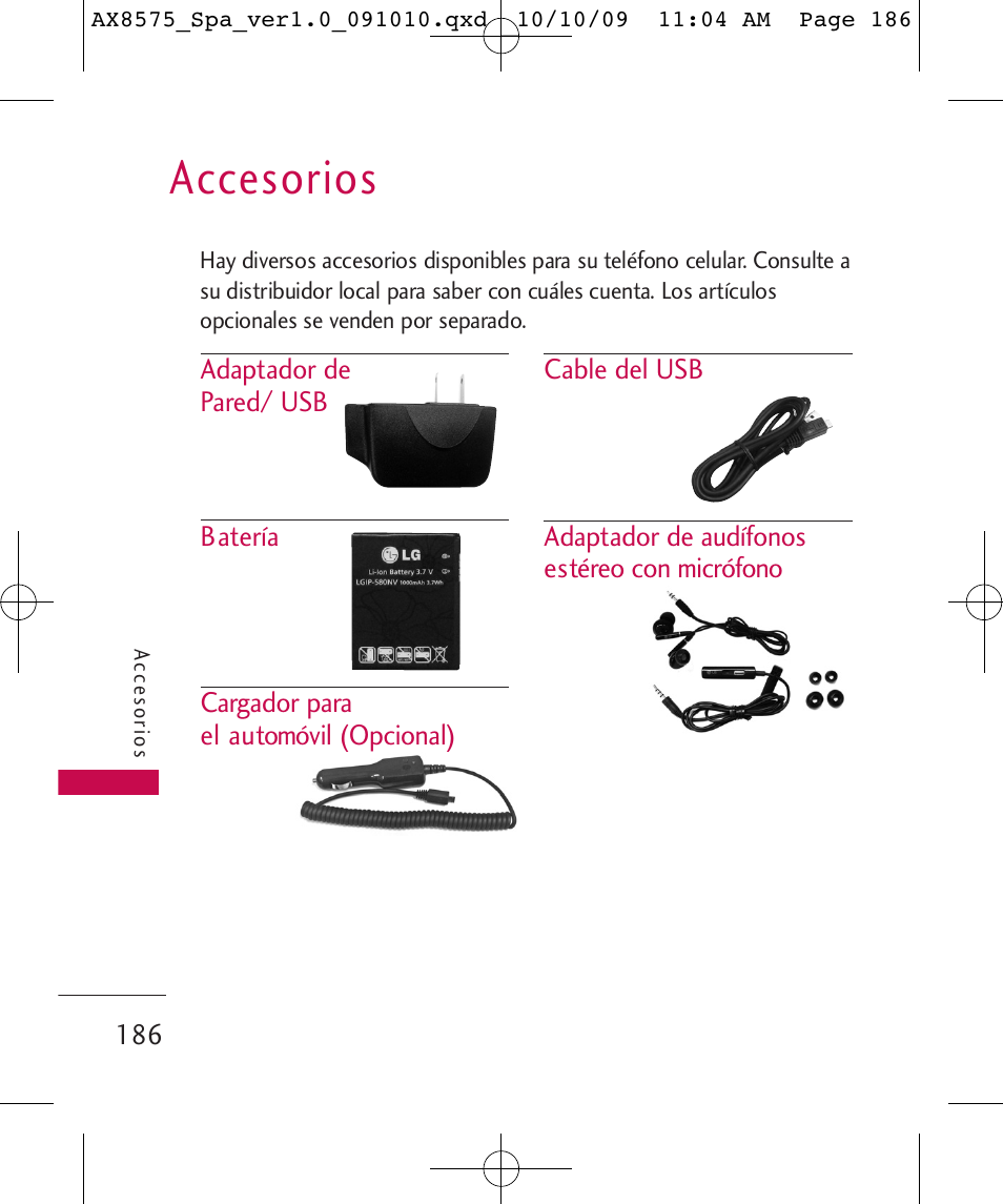 Accesorios | LG LGAX8575 User Manual | Page 370 / 381