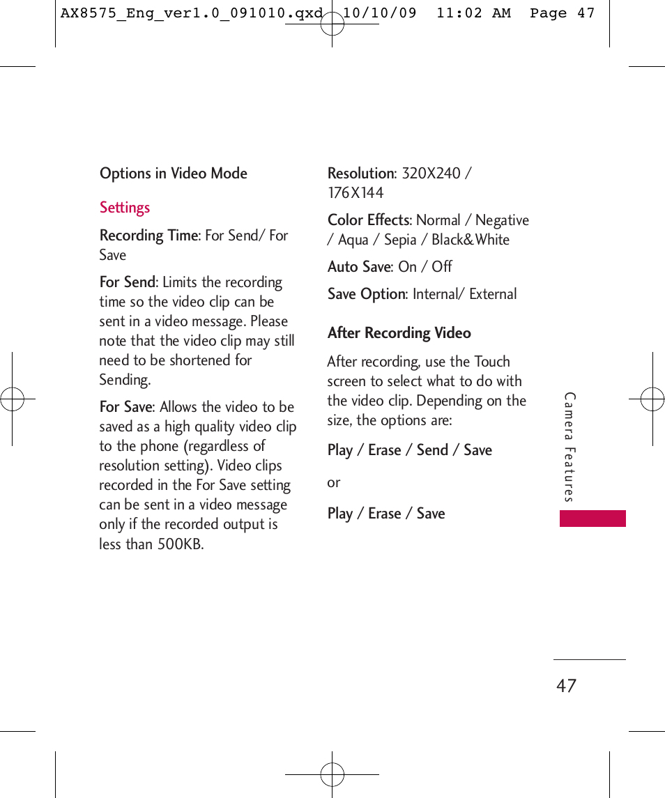 LG LGAX8575 User Manual | Page 49 / 381