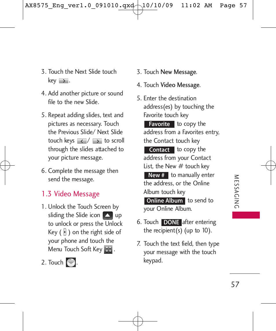 3 video message | LG LGAX8575 User Manual | Page 59 / 381