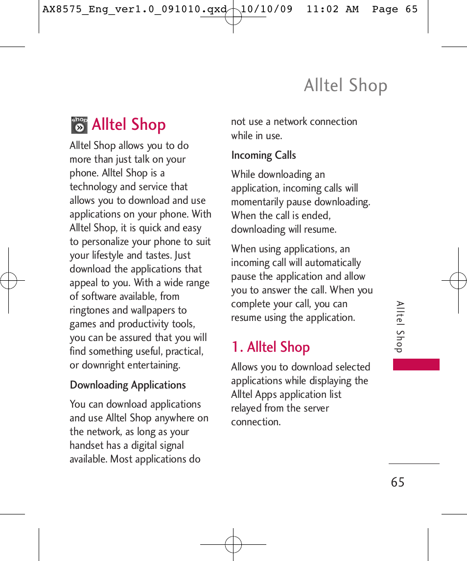 Alltel shop | LG LGAX8575 User Manual | Page 67 / 381