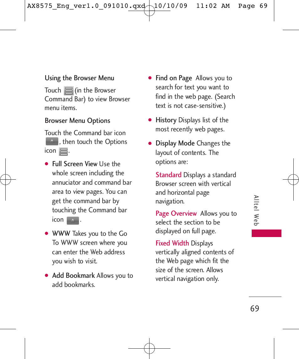 LG LGAX8575 User Manual | Page 71 / 381