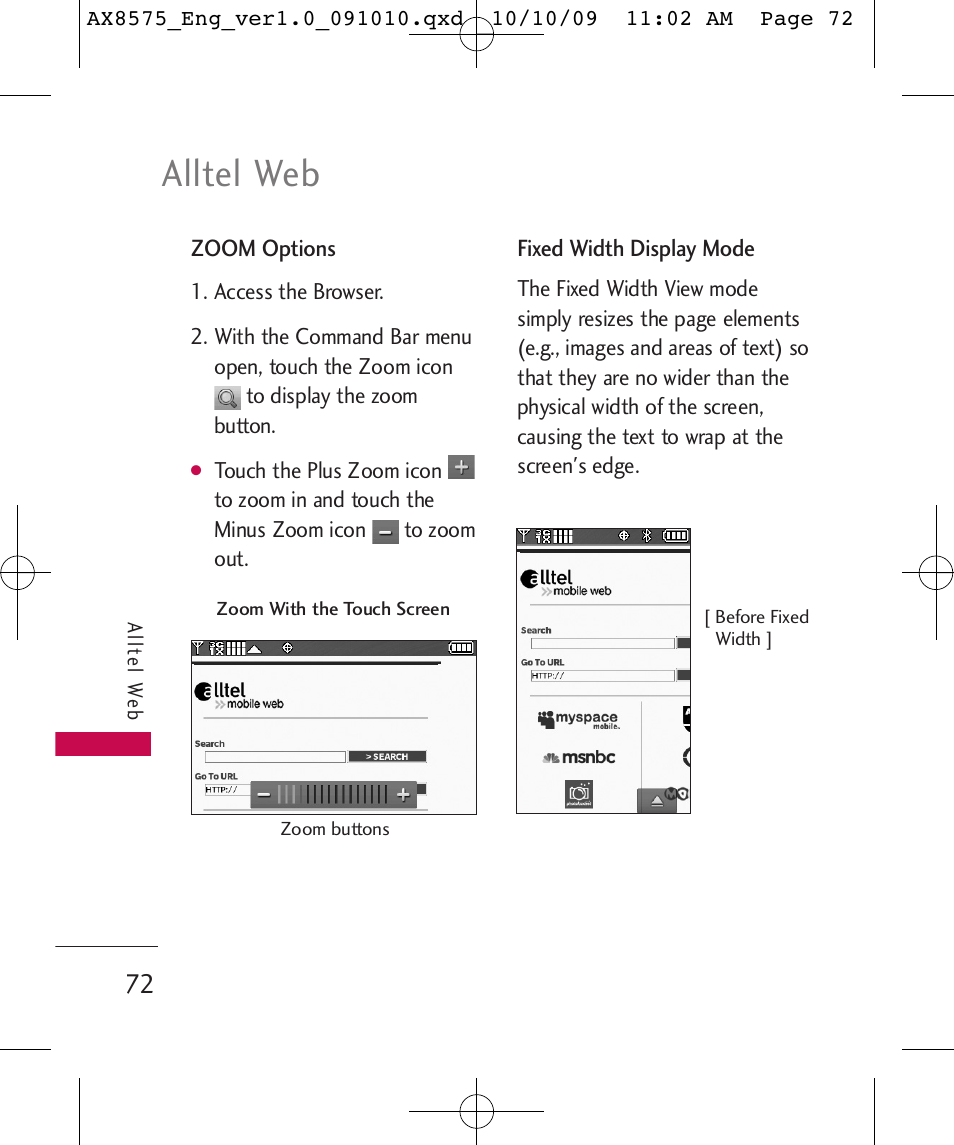 Alltel web | LG LGAX8575 User Manual | Page 74 / 381