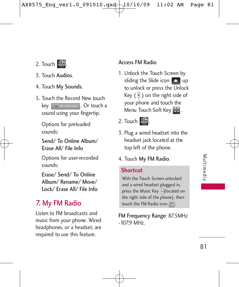 My fm radio | LG LGAX8575 User Manual | Page 83 / 381