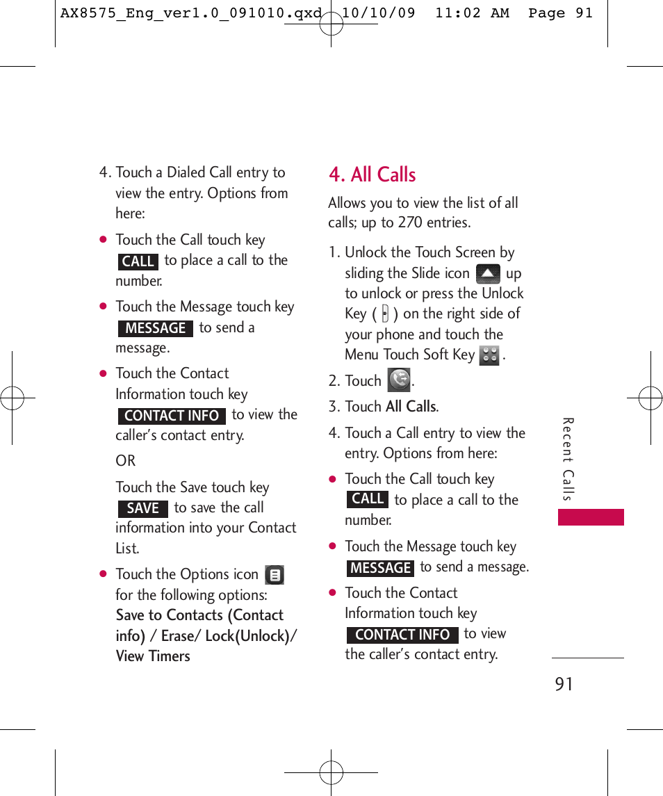 All calls | LG LGAX8575 User Manual | Page 93 / 381