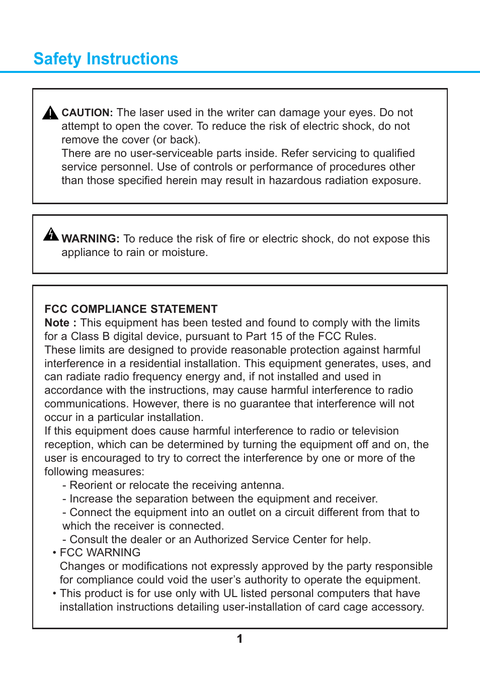 Safety instructions | LG CA40N User Manual | Page 2 / 12