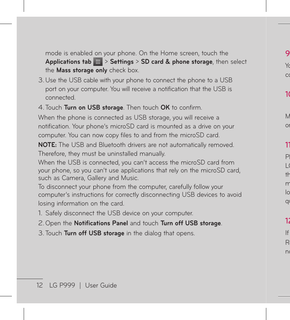 LG LGP999 User Manual | Page 14 / 274