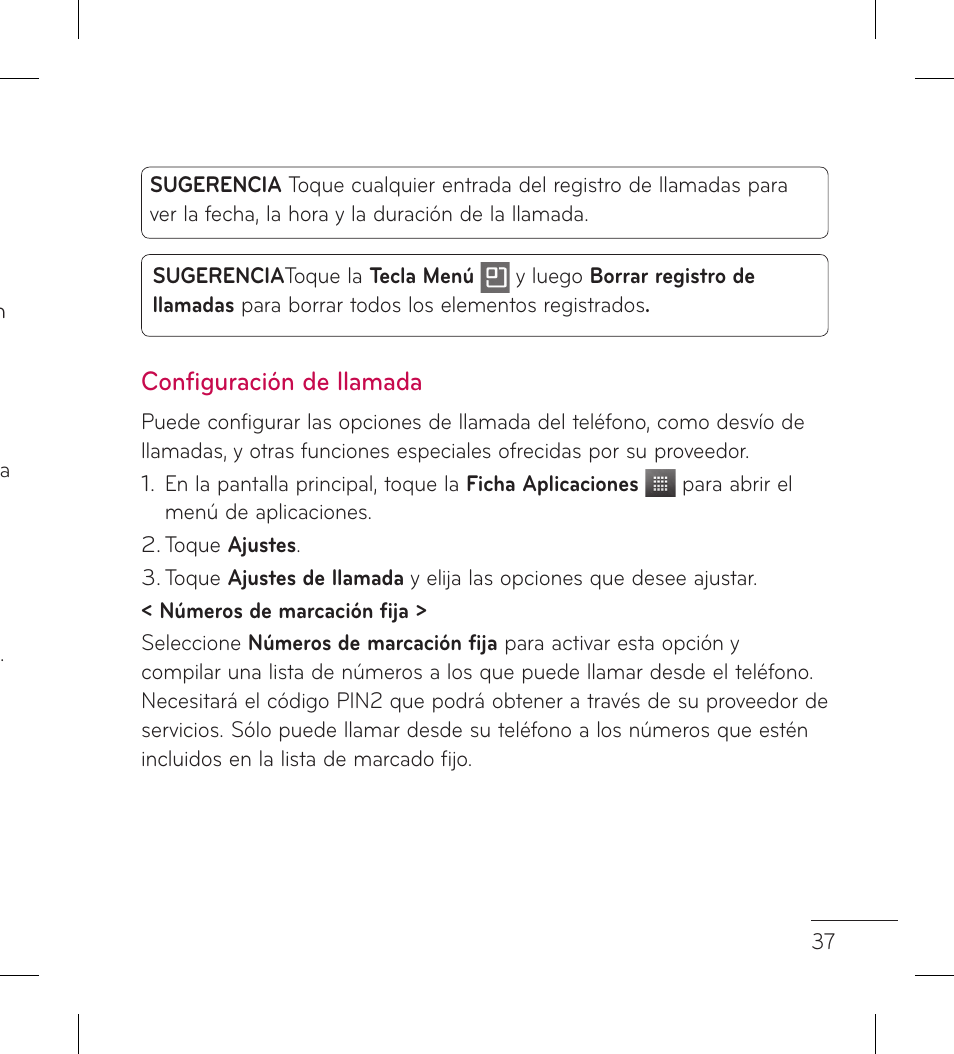 Configuración de llamada | LG LGP999 User Manual | Page 165 / 274