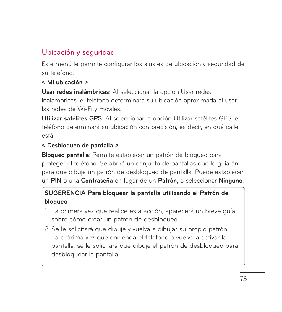 Ubicación y seguridad | LG LGP999 User Manual | Page 201 / 274