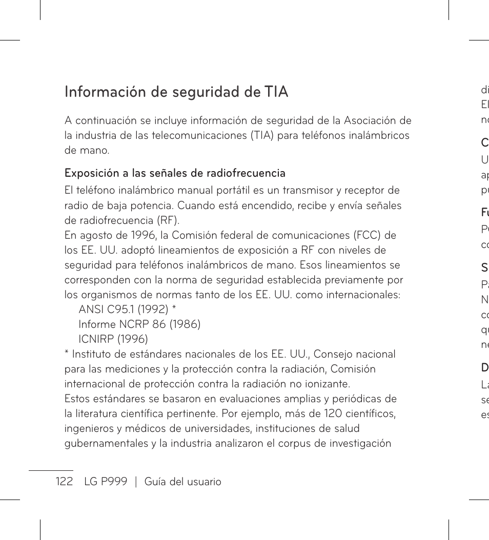 Información de seguridad de tia | LG LGP999 User Manual | Page 250 / 274