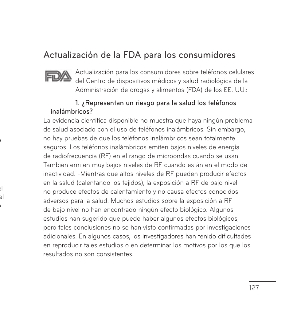 Actualización de la fda para los consumidores | LG LGP999 User Manual | Page 255 / 274