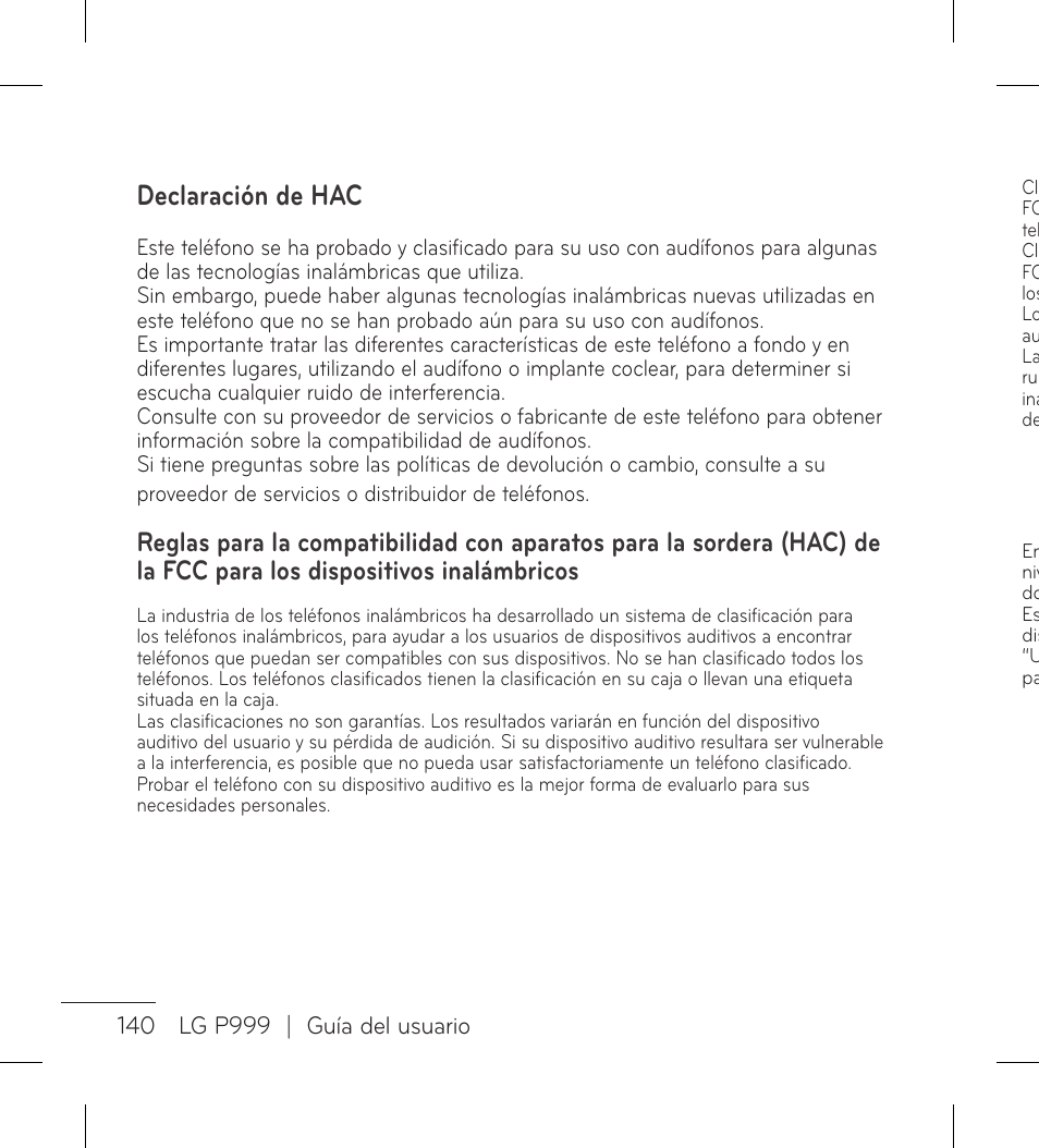 Declaración de hac | LG LGP999 User Manual | Page 268 / 274