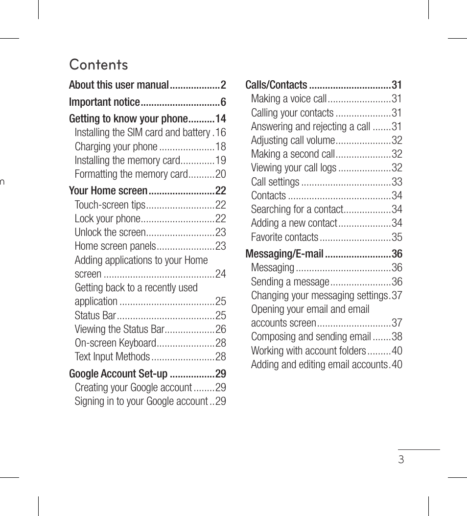 LG LGP999 User Manual | Page 5 / 274