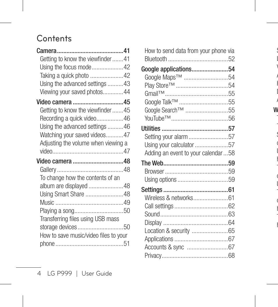 LG LGP999 User Manual | Page 6 / 274