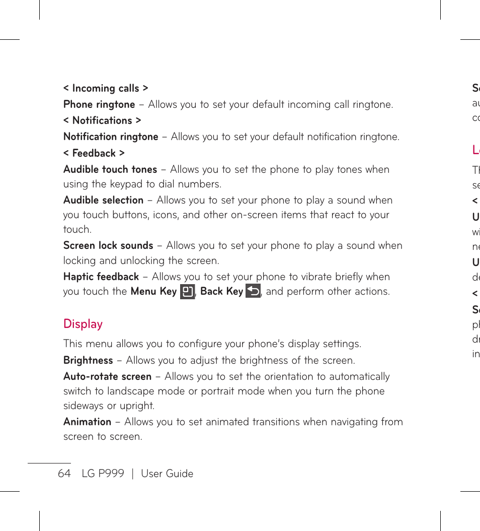 Display | LG LGP999 User Manual | Page 66 / 274
