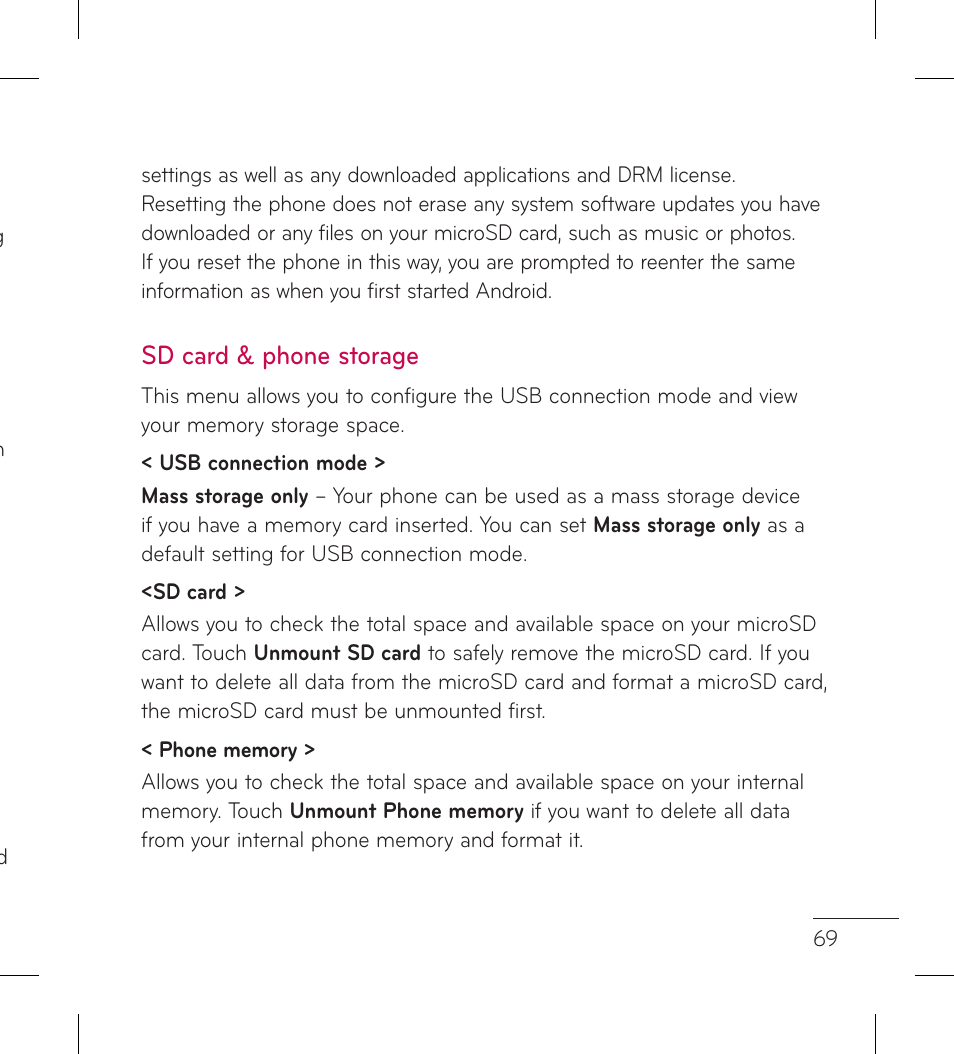 Sd card & phone storage | LG LGP999 User Manual | Page 71 / 274