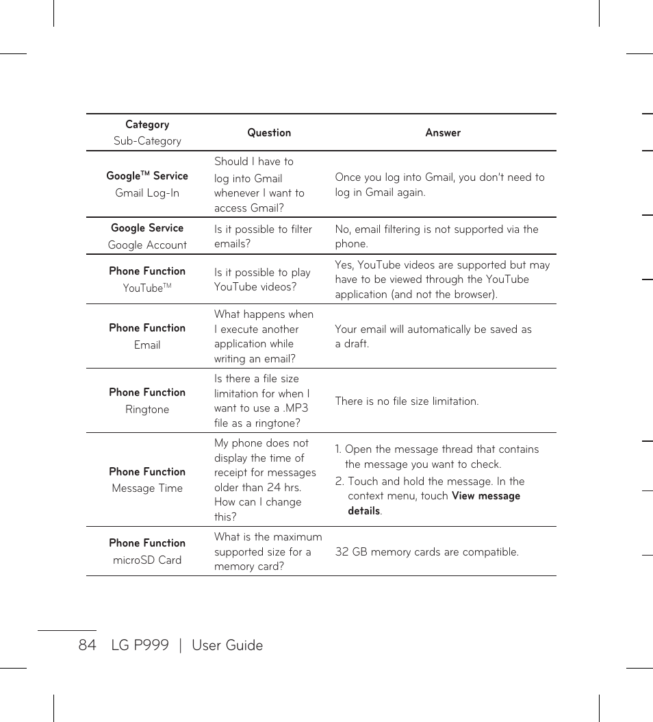 LG LGP999 User Manual | Page 86 / 274