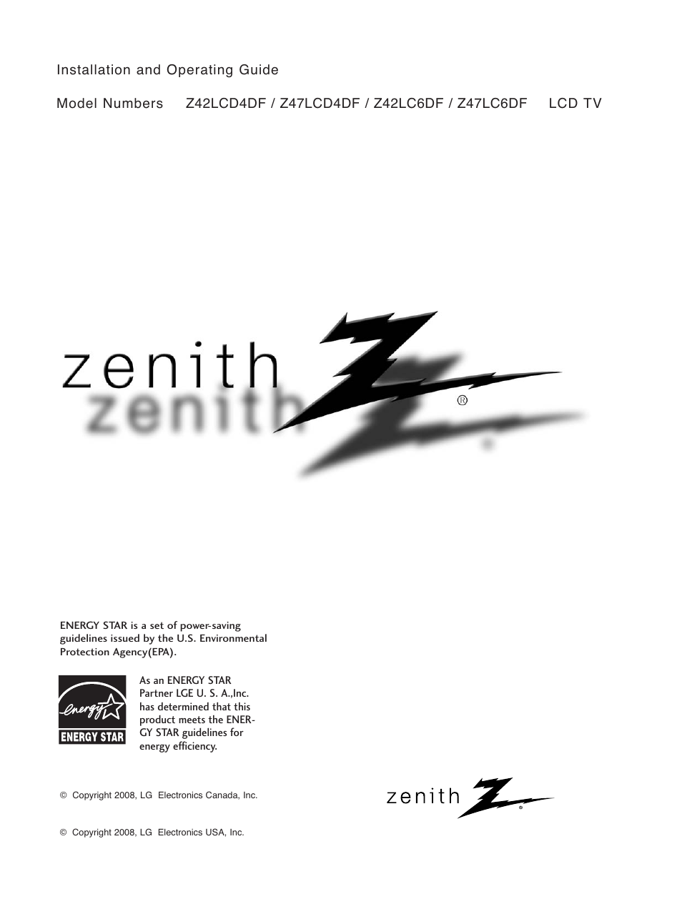 LG Z47LC6DF-UL User Manual | 104 pages