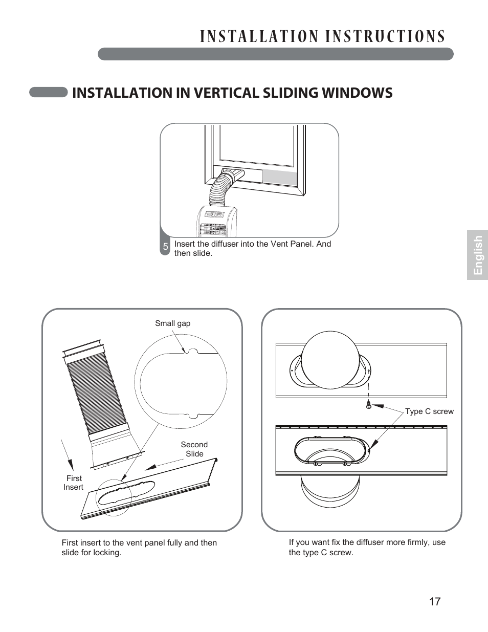 Installation in vertical sliding windows | LG LP0814WNR User Manual | Page 16 / 26