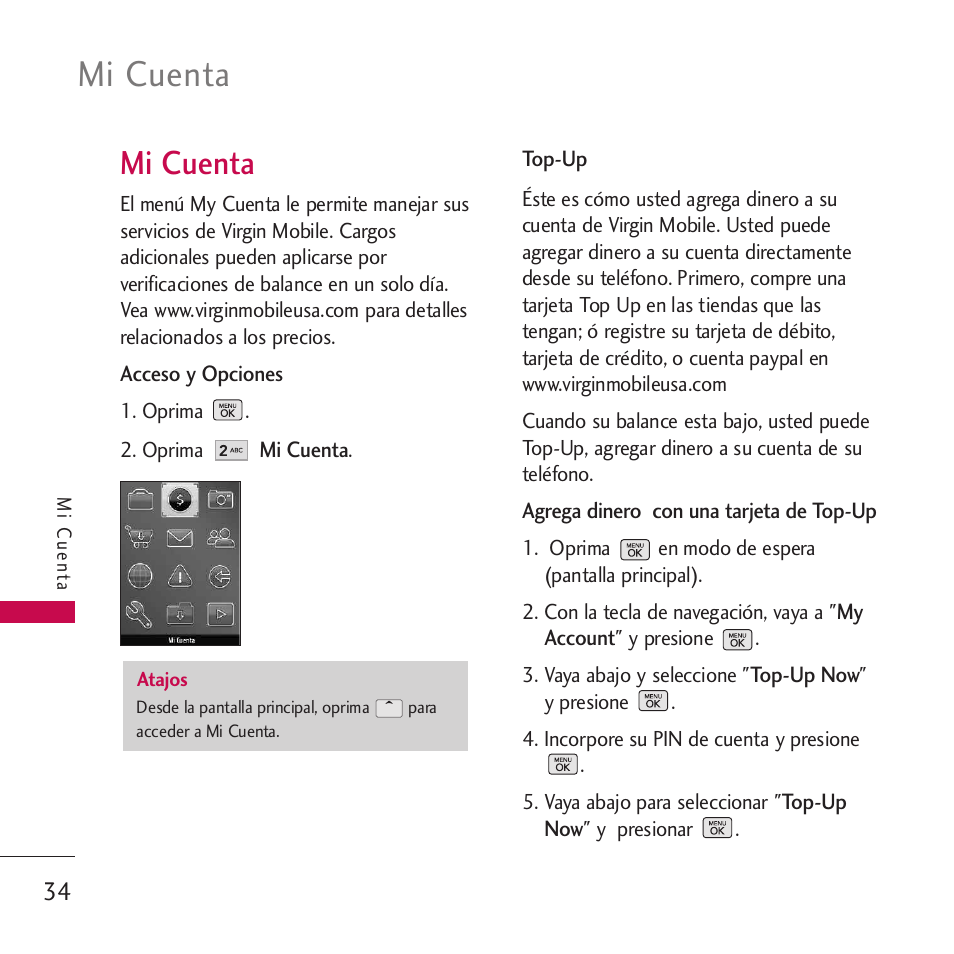 Mi cuenta | LG VM265 User Manual | Page 136 / 205