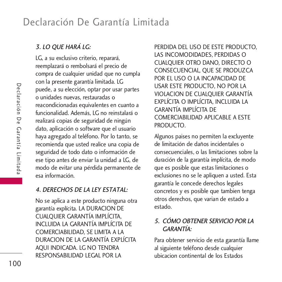 Declaración de garantía limitada | LG VM265 User Manual | Page 202 / 205
