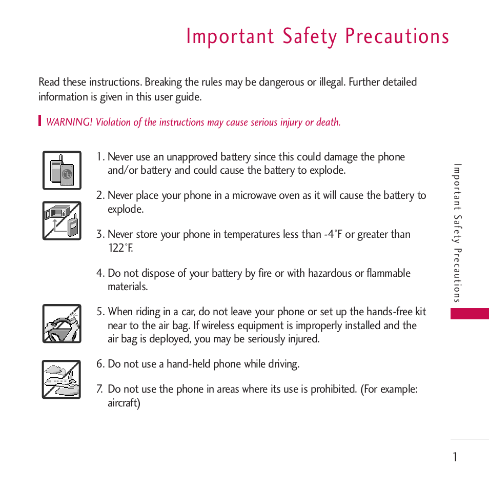 Important safety precautions | LG VM265 User Manual | Page 3 / 205