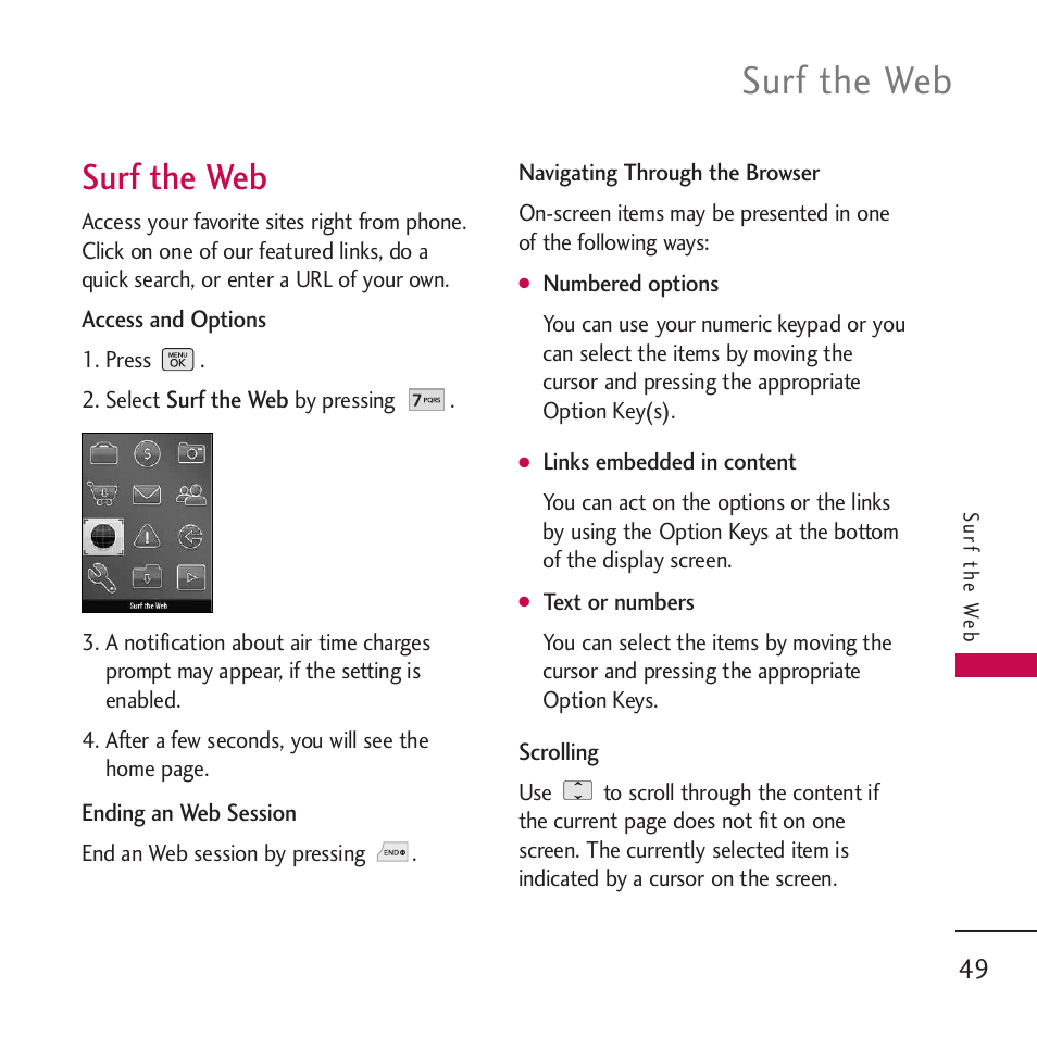 Surf the web | LG VM265 User Manual | Page 51 / 205
