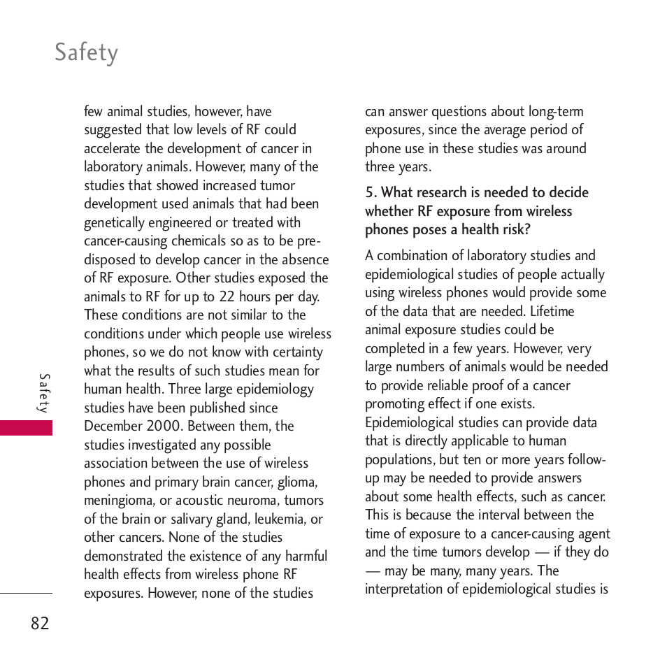 Safety | LG VM265 User Manual | Page 84 / 205